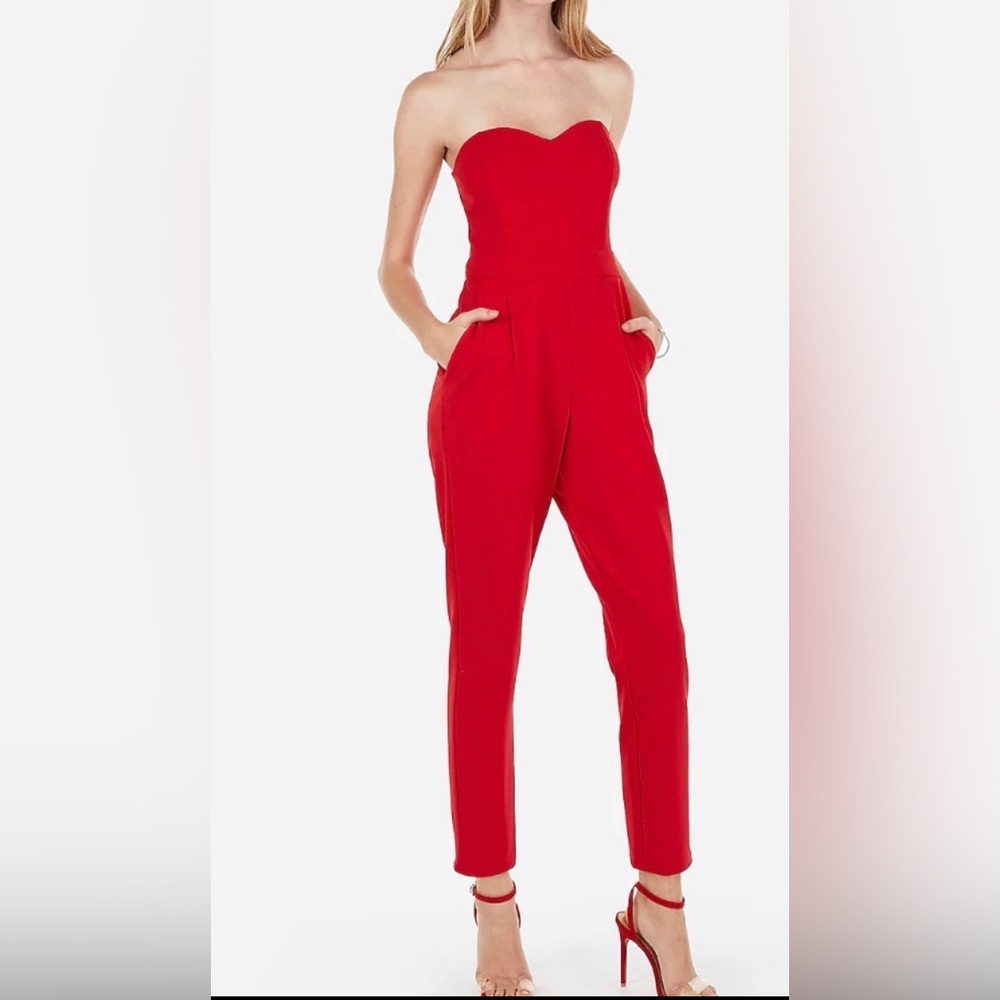 Express Strapless Sweatheart Neck Jumpsuit